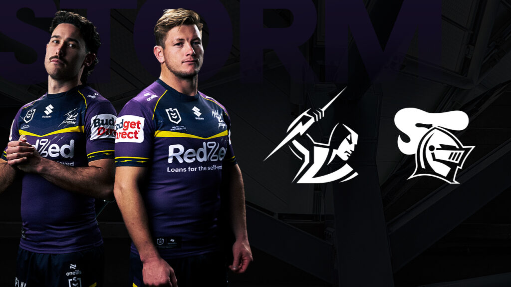Melbourne Storm and Newcastle Knights logos