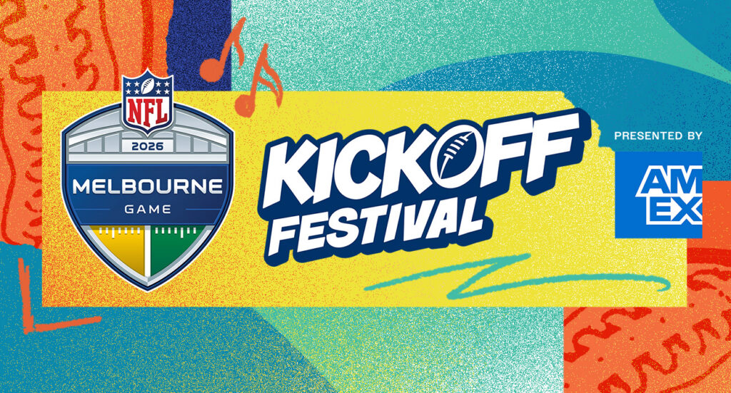 Promotional artwork for the NFL Melbourne Game Kickoff Festival.